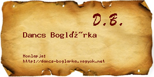 Dancs Boglárka névjegykártya